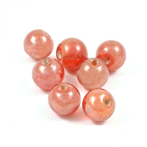10mm round bead red transparent luster